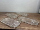 Set Of 4 Vintage Anchor Hocking Oval Snack Plates