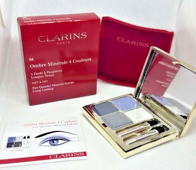 CLARINS OMBRE MINERALE 4 COULEURS WET & DRY EYE PALETTE - 04 INDIGO - 0.2 OZ NIB