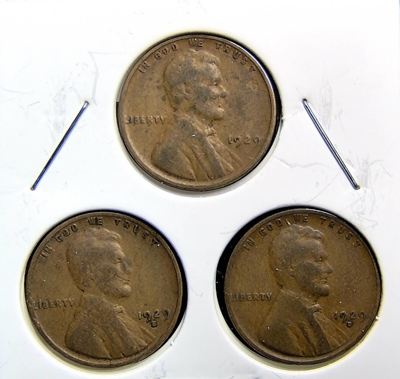 1929-P 1929-D 1929-S  Lincoln Wheat Copper Penny Cent - 3 Coin Set [USP-166]