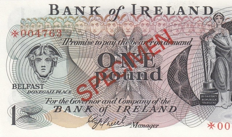 1978 BANK OF IRELAND 1 POUND £1 ~BELFAST~ **SPECIMEN** (( GEM UNC ))