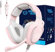 Girls Headphones for , Cute Pink Gaming Headset Headphone Wired with Mic for ...