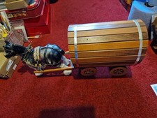 Large Handmade Wooden Romany Gypsy Bow Top Caravan with Shire horse
