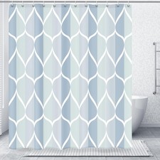 Dark Blue Blend Shower Curtain Geometric Pattern Waterproof Fabric 72x72 Inch