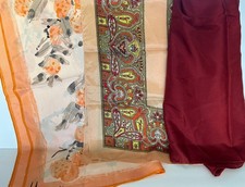 Vintage Lot of 3 Scarves Assorted Oranges/ Rust Fall Colors VERA  More