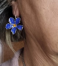 Orecchini Pendenti A Fiore Non Ti Scordar Di Me In Argento 925 - URONE, Blu, Con Scatola Regalo