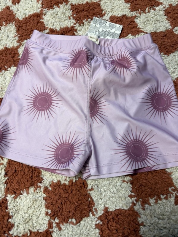 Kate Quinn Purple Sun Burst Retro Bathing Suit Shorts. NWT. Size 5Y