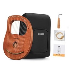 Donner Lyre Harp, 16 Metal Strings, Mahogany Body and 16 Strings Mahogany Wood