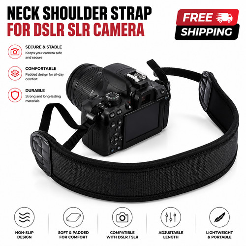 CAMERA STRAP NECK SHOULDER ANTI-SLIP COMFY FOR DSLR CANON NIKON CAMERA BINOCULAR