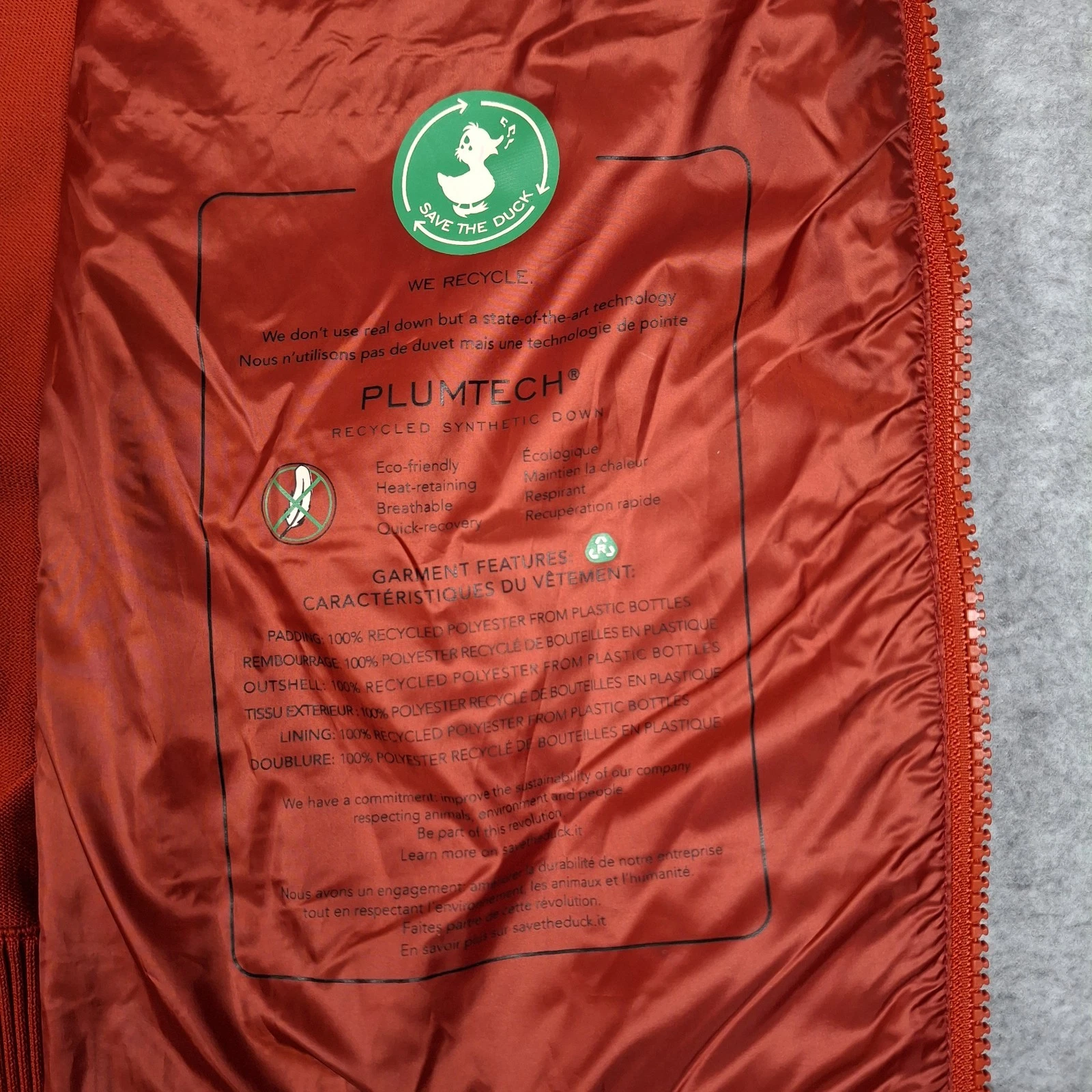 Save The Duck Tucana Vest Men XXL Burnt Orange Plumtech Eco Friendly Zip Pockets image 9