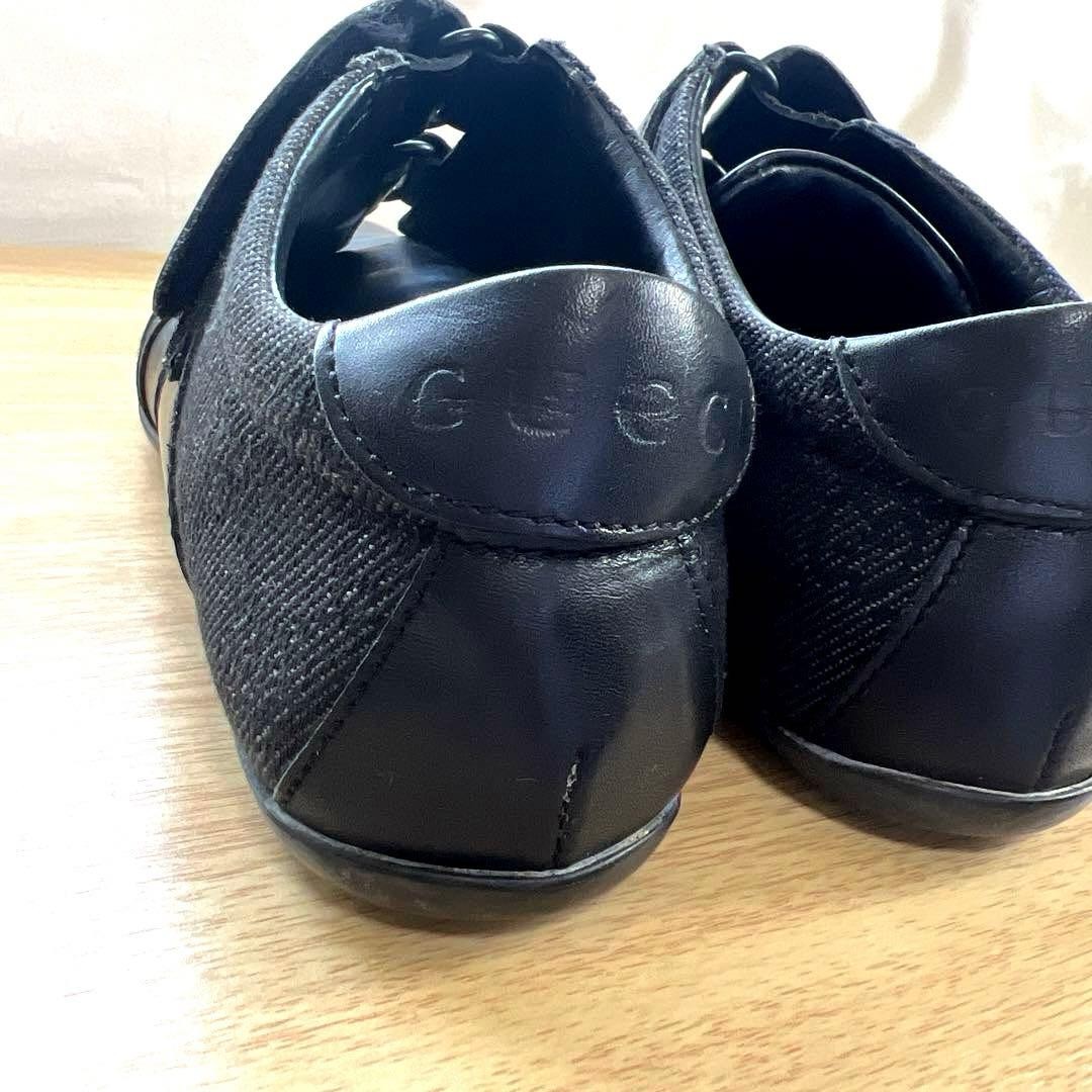Auth Gucci Leather GG Low cut Sneakers Logo EU34.5 US4.5 UK1.5 Black Women thumbnail 11