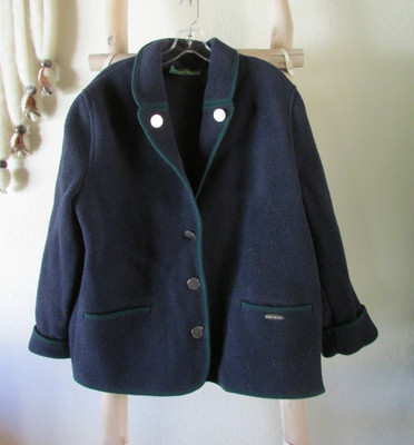 NEW GIESSWEIN NAVY WOOLEN SIGNATURE METAL BUTTONED M SHORT WINTER COAT, AUSTRIA