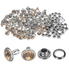 100pcs Crystal Rivets 8mm Rhinestone Rivets Rapid Stud Rivets, Yellow