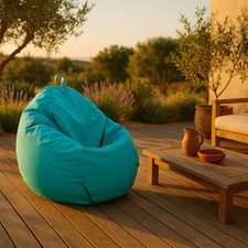 Pouf poire XL d'extérieur - 110x120 cm - Bleu Caraïbes