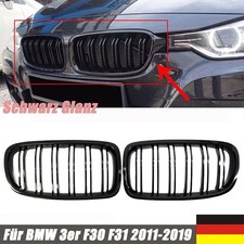 KÜHLERGRILL DOPPELSTEG NIEREN GRILL PASSEND FÜR BMW 3er F30 F31 GLÄZEND SCHWARZ