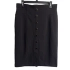 NYCC New York Clothing Co Black Button Front Pencil Skirt Size M Stretch Elastic