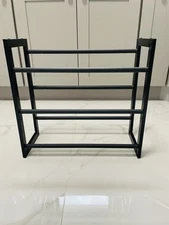 3-Tier Expandable Metal Shoes Rack Adjustable Shelf Storage Organizer- Black