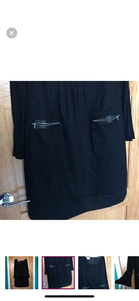 PHOEBE COUTURE WOMENS BLACK LONG SLEEVE WOOL DRESS- 14  - Image 2 of 4