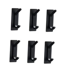 Black Command Hooks for Wall - 6 Pack Matte Black Curved Double Hooks, Multi 