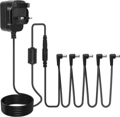 Netzteil 9V DC 1A Center Negative mit 5-Wege-Daisy Chain Kabel für Effekte Pedal
