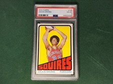 1972-73 Topps Basketball JULIUS ERVING Rookie Card #195 PSA 4 VG-EX RARE! HOF RC. rookie card picture