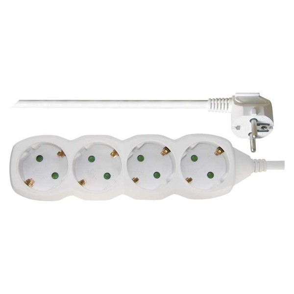 3M Steckdosenleiste 4-Fach Kabel 3X1,5Mm² Steckleiste, Kinderschutz, Weiß-image