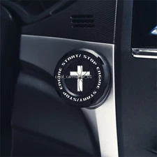 ABS Black White Crucifixion Car Engine Ignition Start Stop Push Button Cap-Cover