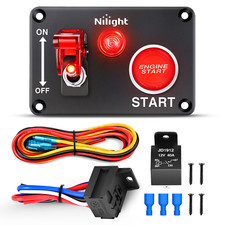 Ignition Switch Panel 12V 2 in 1 Rocker with Engine Push Button Toggle Switch...