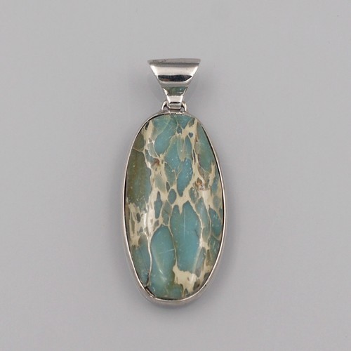 Colgante de piedra natural turquesa azul plata esterlina ovalado 20079 regalo para mujer - Imagen 1 de 5