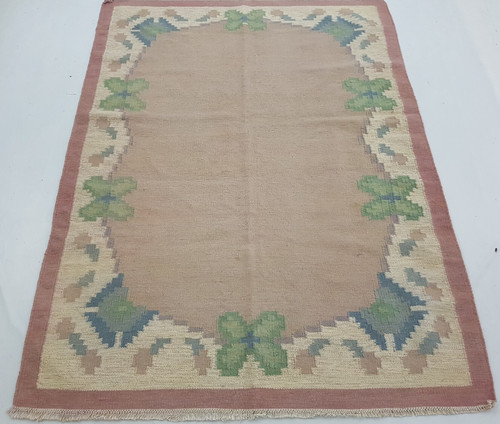 Vintage Handmade Traditional Swedish Floral Kilim Floor Rug Carpet 227x167 cm