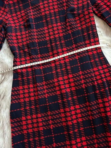 Smart Casual plaid red/black/white MIDI dress fits size 12-14 NEW - Picture 6 of 7
