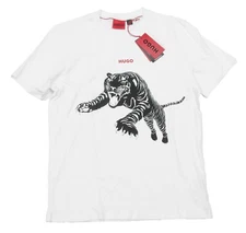 Hugo Boss Red Label Men's White Darpione Tiger Graphic Short Sleeve T-Shirt