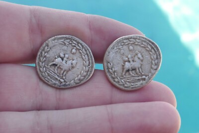 Vintage Sterling Silver Ancient Coin Designed Cufflinks