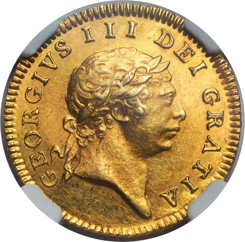 1804, Great Britain, George III. Rare Gold 1/2 Guinea Coin. (4.18gm) NGC MS-61!