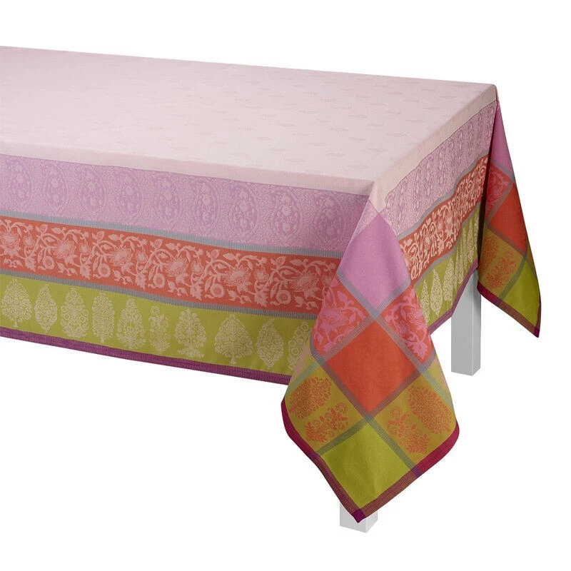 LE JACQUARD FRANCAIS LJF - NAPPE SARI LOTUS PINK 175 x 175 CM FABRIQUE EN FRANCE - Photo 1/2