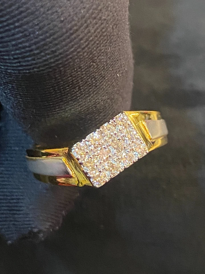 0,60 Cts Runde Brilliant Cut Diamanten Herren Hochzeit Band Ring In 585 14K Gold - Bild 3 von 4