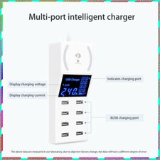 Multi-port charger 8USB non-slip pad Charging station hub digital display 5V/8A