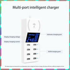 Multi-port charger 8USB+ non-slip pad Charging station hub digital display 5V/8A