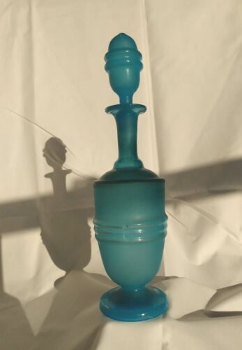 Antique 1800s Blue Hand Blown Glass Liquor Decanter Bottle w/ Stopper - Picture 1 of 12