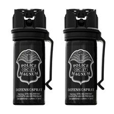 2 POLICE MAGNUM Pepper Spray 2oz Stream Flip Top Belt Clip Self Defense Security