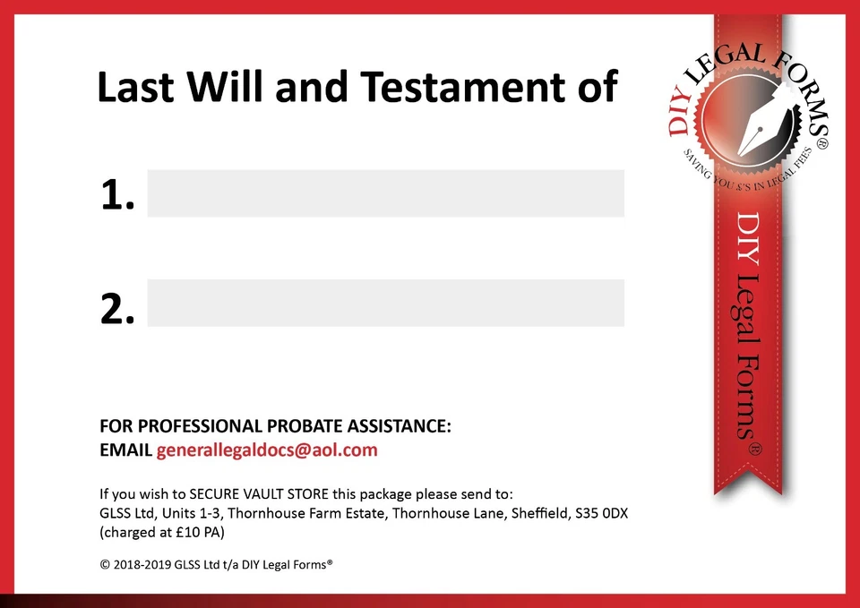 LAST WILL AND TESTAMENT KIT,  NEW 2025 Edition, SUITABLE for 1 or 2 PERSONS. - Image 2 of 3