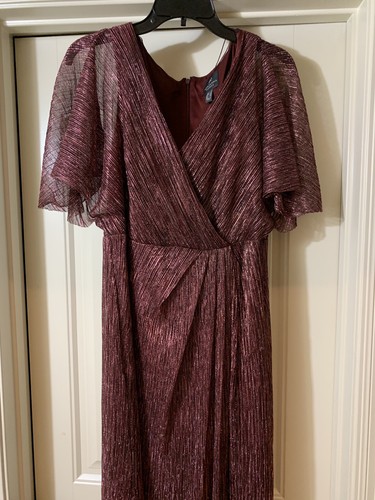 Adrianna Papell Metallic Blousin Mauve Dress Size 8 Formal Wedding Mardi Gras - Picture 7 of 12