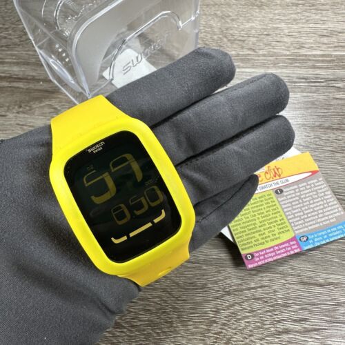 NEW✅ Swatch Touch Yellow SURJ101 Black Dial Green Silicone Unisex Watch - Picture 3 of 9