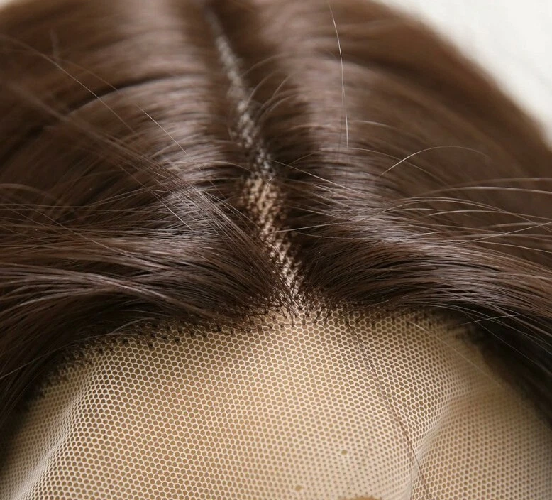 Peluca frontal de encaje HD marrón oscuro balayage capas largas mezcla de cabello humano ondas ombre Foto 4 de 4