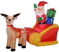 Werchristmas Pre-lit Santa Reindeer Sleigh Inflatable With Led Lights And Fan, Werchristmas Pre-lit Santa Reindeer Sleigh Inflatable With Led Lights And Fan,