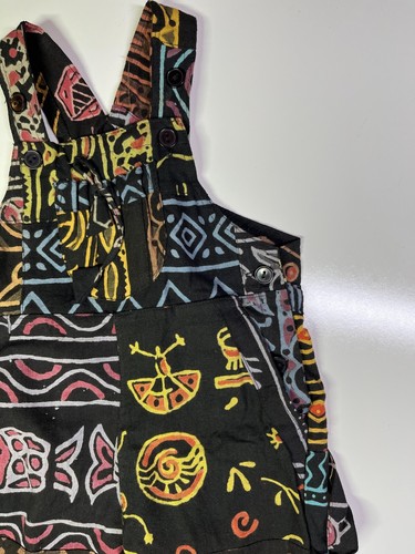 NWT Sacred Threads Kid's Size S Overalls Folk Art Print Black Cotton - Picture 8 of 10