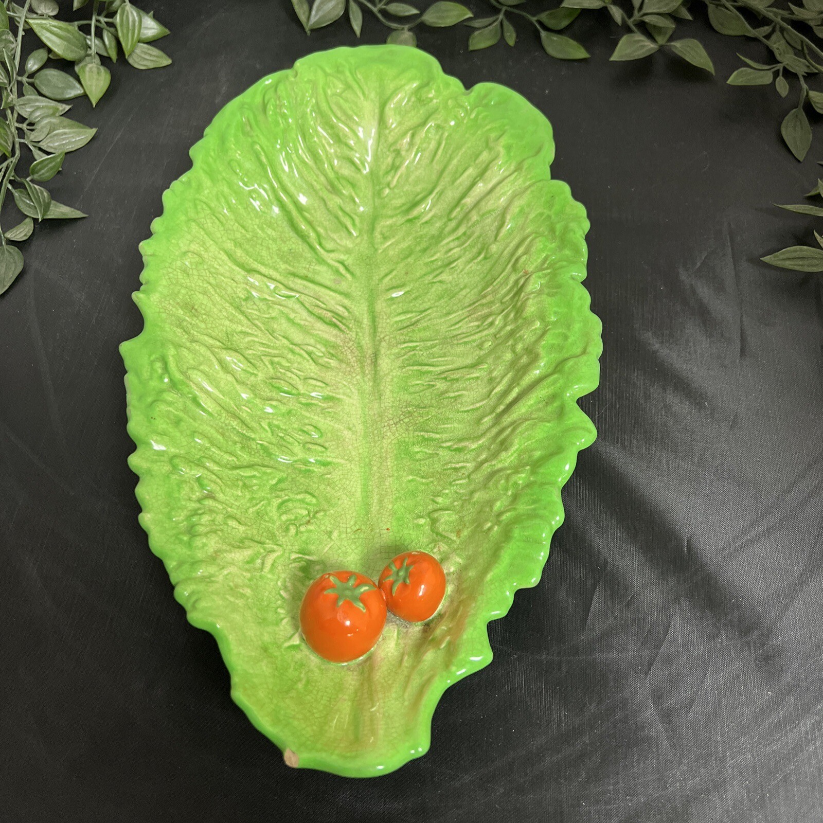Rare Carlton Ware lettuce dish with three dimensional tomatoes (c.1920