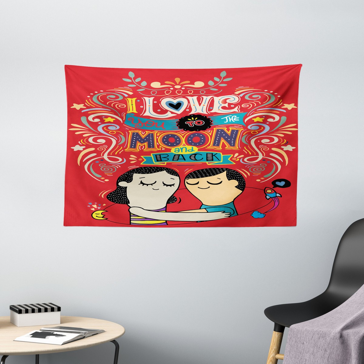 I Love You Wide Tapestry Couple Hug Oriental UK