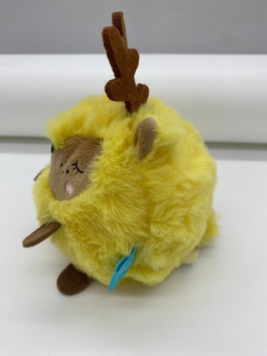 2018 5" Yellow Manhattan Toy Co Reindeer Plush Puff Ball Squeezmeez Squishy - Picture 2 of 9