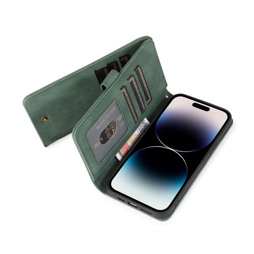 For iPhone 16e/16/15/14/13/12/11 XR SE 8 Zip Wallet Case Card Leather Flip Cover - Picture 27 of 42