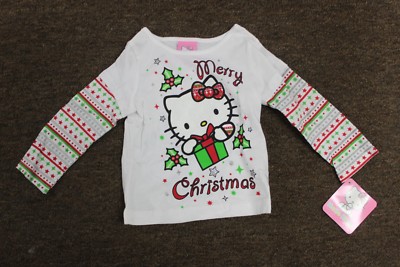 Langarmshirt Hello Kitty Weihnachten Mädchen Sanrio Kleidung Oberteil Tee NEU